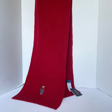 Load image into Gallery viewer, Polo Ralph Lauren Polo Wool Blend Scarf Red Bear Motif Long Ribbed Winter