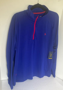 Polo Ralph Lauren Quarter-Zip Pullover Mens Blue Performance Jersey Sweater