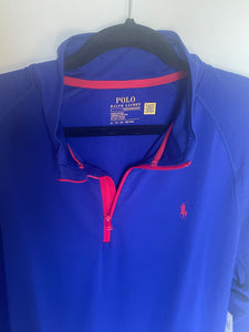 Polo Ralph Lauren Quarter-Zip Pullover Mens Blue Performance Jersey Sweater