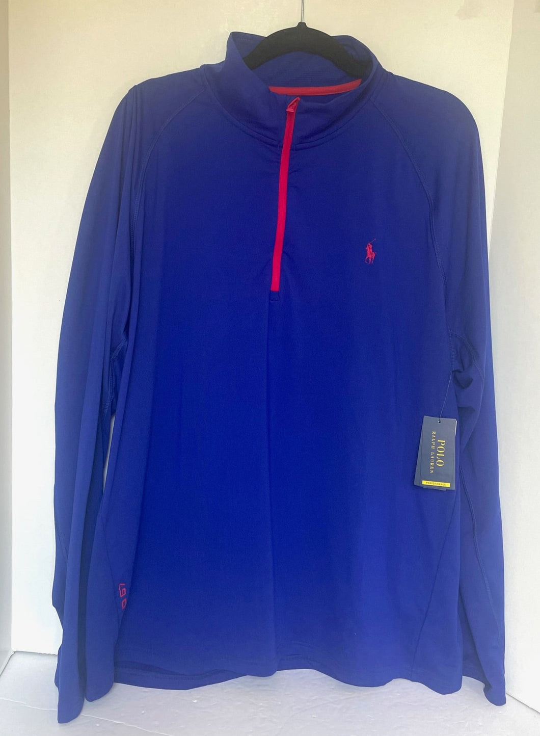 Polo Ralph Lauren Quarter-Zip Pullover Mens Blue Performance Jersey Sweater