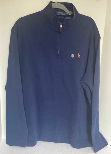 Polo Ralph Lauren Quarter Zip Sweater Mens Extra Large Bue Pullover Fleece Classic Fit