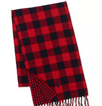 Load image into Gallery viewer, Polo Ralph Lauren Scarf Reversible Check Brushed Cotton Red Black Plaid Unisex