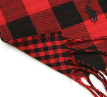 Load image into Gallery viewer, Polo Ralph Lauren Scarf Reversible Check Brushed Cotton Red Black Plaid Unisex