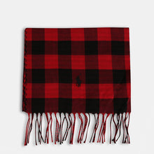 Load image into Gallery viewer, Polo Ralph Lauren Scarf Reversible Check Brushed Cotton Red Black Plaid Unisex