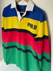 Polo Ralph Lauren Rugby Shirt Mens Stripe Logo Classic Jersey Long Sleeve