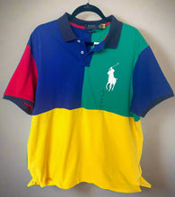 Load image into Gallery viewer, Polo Ralph Lauren Shirt Mens XXL Colorblock Big Pony Mesh Slim Fit Blue Green