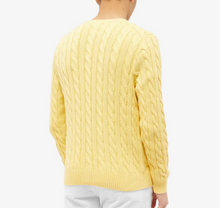 Load image into Gallery viewer, Polo Ralph Lauren Sweater Cable Cotton Crew Knit Mens XL Yellow Knit Pony