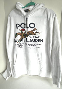 Polo Ralph Lauren Sweater Hoodie Mens XL White Riding Academy Horse Pony