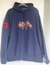 Load image into Gallery viewer, Polo Ralph Lauren Sweater Mens 2XL XXL Equestrian Triple Pony Hoodie Navy