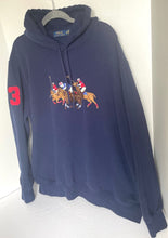 Load image into Gallery viewer, Polo Ralph Lauren Sweater Mens 2XL XXL Equestrian Triple Pony Hoodie Navy