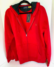 Load image into Gallery viewer, Polo Ralph Lauren Sweater Mens Extra Large XL Red Full-Zip Drawstring Hoodie Fleece