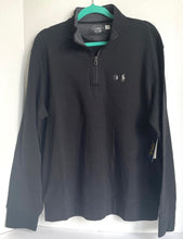 Load image into Gallery viewer, Polo Ralph Lauren Sweater Mens Large Black Quarter Zip Pullover Cotton Jersey