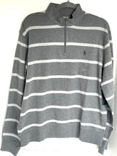 Load image into Gallery viewer, Polo Ralph Lauren Sweater Mens Large Gray Quarter Zip Striped Pullover Jersey