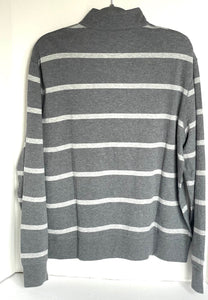 Polo Ralph Lauren Sweater Mens Large Gray Quarter Zip Striped Pullover Jersey