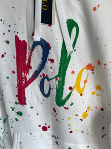 Polo Ralph Lauren Sweater Paint Splatter Mens XXL White Hoodie Sweatshirt