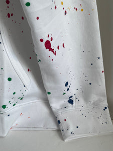 Polo Ralph Lauren Sweater Paint Splatter Mens XXL White Hoodie Sweatshirt