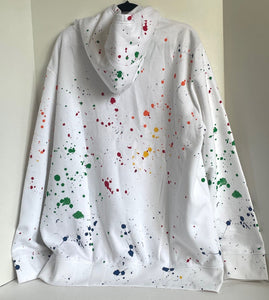 Polo Ralph Lauren Sweater Paint Splatter Mens XXL White Hoodie Sweatshirt