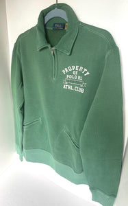 Polo Ralph Lauren Sweatshirt Mens Green Quarter Zip Vintage Athletic Club Jumper