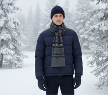 Load image into Gallery viewer, Knitted scarf with a pattern on a white background