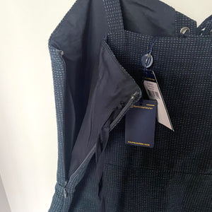 Navy blue textured jacket with Ralph Lauren tag on a white background