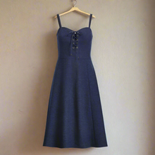 Load image into Gallery viewer, Blue dress with thin straps on a white background