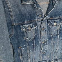 Load image into Gallery viewer, Polo Ralph Lauren Mens Trucker Jacket Small Paint Splatter Denim Blue Classic