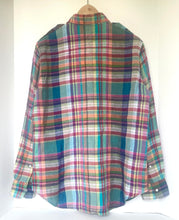 Load image into Gallery viewer, Polo Ralph Lauren Womens Blue Plaid Linen Button-Up Shirt Long Sleeve Medium