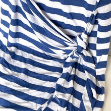 Load image into Gallery viewer, Polo Ralph Lauren Linen Midi Wrap Dress Medium Blue Short Sleeve Stripe Ties