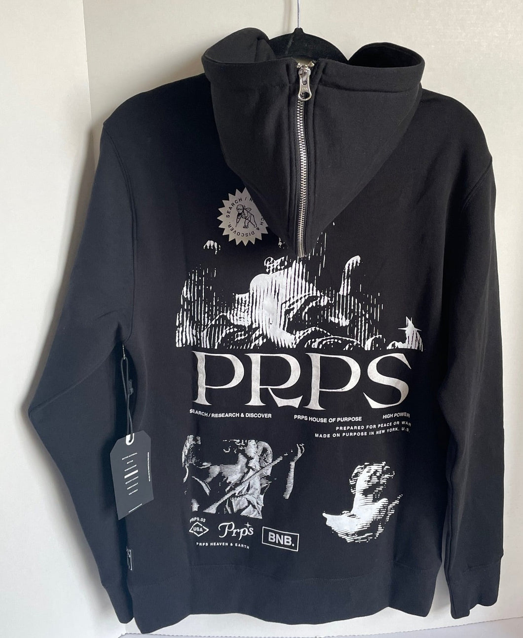 Prps Sweater Mens Small Black Hoodie Heaven Earth Sweatshirt Pullover Peace