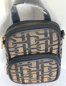 Prune Crossbody Phone Womens Brown Top Handle Bag Jacquard Zipper