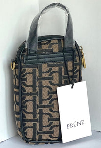 Prune Crossbody Phone Womens Brown Top Handle Bag Jacquard Zipper