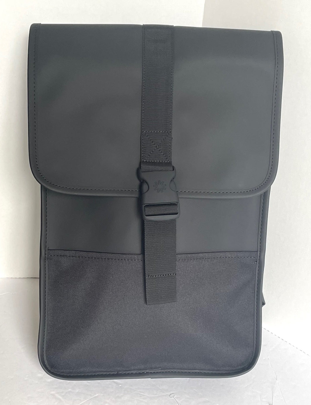 RAINS Buckle Mini Backpack Waterproof Black Laptop Sleeve Vegan Adjustable Unisex