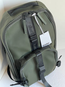 RAINS Trail Rucksack Backpack Waterproof Green Laptop Sleeve Vegan Unisex