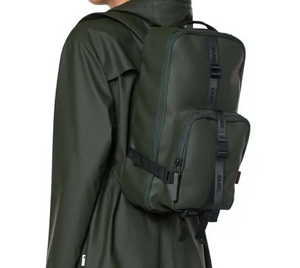 RAINS Trail Rucksack Backpack Waterproof Green Laptop Sleeve Vegan Unisex