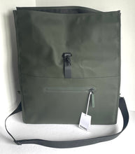 Load image into Gallery viewer, RAINS Waterproof Rolltop Messenger Bag Laptop Sleeve Green Large Unisex Vegan