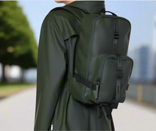 Load image into Gallery viewer, RAINS Trail Backpack Rucksack Waterproof Green Laptop Sleeve Vegan Unisex
