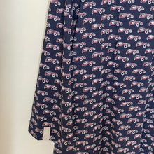 Load image into Gallery viewer, Navy shirt with vintage car pattern on a mannequin against a white background