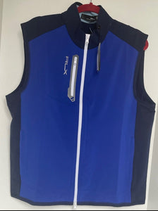 RLX Ralph Lauren Full Zip Golf Vest Mens Blue Lightweight Moisture Wicking