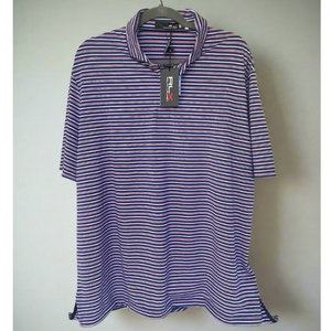 RLX Polo Ralph Lauren Golf Shirt XL Blue Stripe Wicking Short Sleeve Extra Large