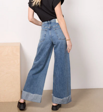 Load image into Gallery viewer, Rag Bone Sofie Crop Wide Leg Jeans Fold Over Hem Fray Womens 26 Blue High Rise