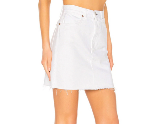 Rag & Bone Women's Moss White Cotton Twill Denim Raw Hem Mini Skirt - 24