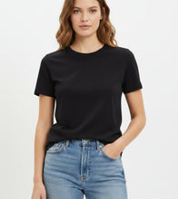 Load image into Gallery viewer, Black t-shirt on a hanger with a white background