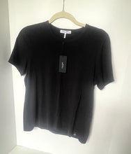 Load image into Gallery viewer, Black t-shirt on a hanger with a white background
