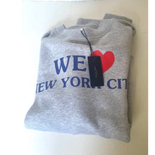 Load image into Gallery viewer, Folded gray sweatshirt with 'We Love New York City' text and a red heart on a white background