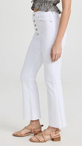 Rag Bone Case Ankle Flare Jeans White Exposed Button Fly High Waist Crop