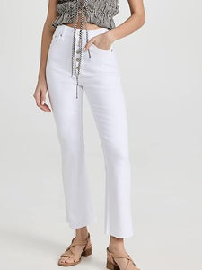 Rag Bone Case Ankle Flare Jeans White Exposed Button Fly High Waist Crop