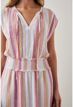 Load image into Gallery viewer, Rails Ashlyn Linen-Blend Midi Dress Large Pink Cap Sleeve ALine VNeck Stripe