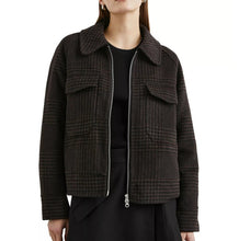 Load image into Gallery viewer, Rails Cheyenne Zip Jacket Womens S Brown Houndstooth Wool Blend Espresso