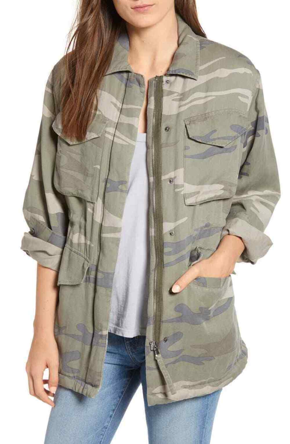 Rails Jacket Womens Medium Camo Utility Drawstring Faux Fur Lined, Whitaker