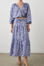 Load image into Gallery viewer, Rails Mary Skirt Small Blue Aline Cotton Midi Lightweight Abstract Island Waves